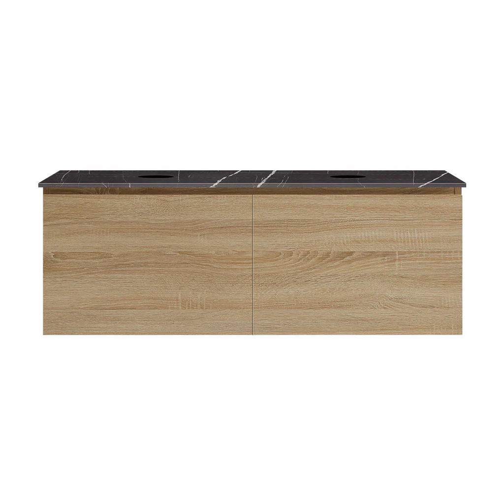 Parisi Rocki + MyTop 1200 Double Bowl Wall Mounted Cabinet with Honed Porcelain Top - Sahara - Sahara Noir Porcelain Top - FV-RK-1200D-SH-SAH