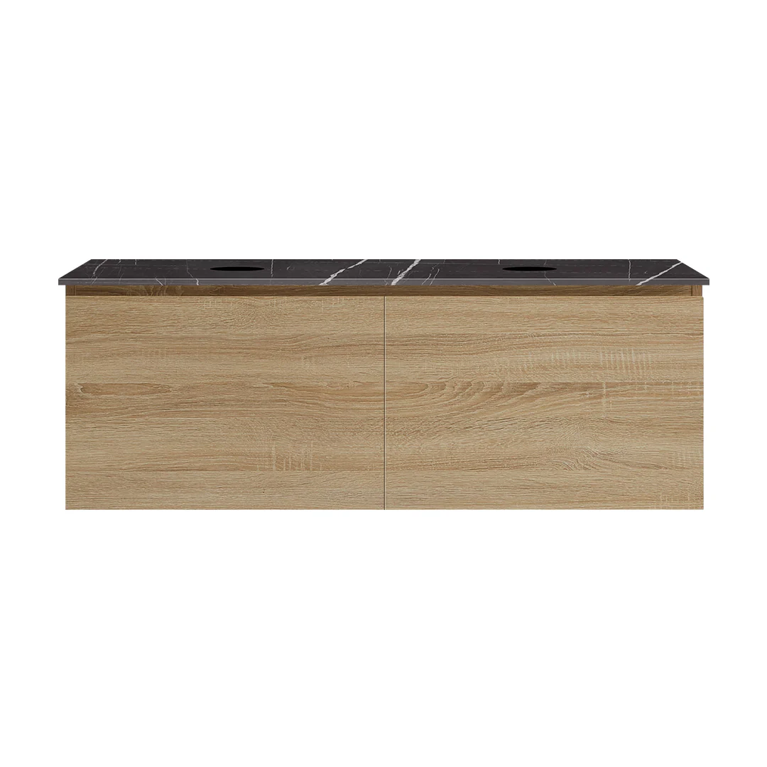 Parisi Rocki + MyTop 1200 Double Bowl Wall Mounted Cabinet with Honed Porcelain Top - Sahara - Sahara Noir Porcelain Top - FV-RK-1200D-SH-SAH