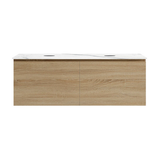 Parisi Rocki + MyTop 1200 Double Bowl Wall Mounted Cabinet with Honed Porcelain Top - Sahara - Statuario Porcelain Top - FV-RK-1200D-SH-STH