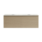 Parisi Rocki + MyTop 1200 Double Bowl Wall Mounted Cabinet with Honed Porcelain Top - Sand Plus - Carrara Porcelain Top - FV-RK-1200D-SP-CAH