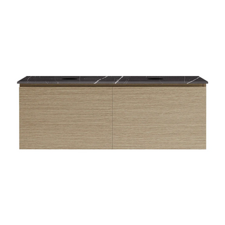 Parisi Rocki + MyTop 1200 Double Bowl Wall Mounted Cabinet with Honed Porcelain Top - Sand Plus - Sahara Noir Porcelain Top - FV-RK-1200D-SP-SAH