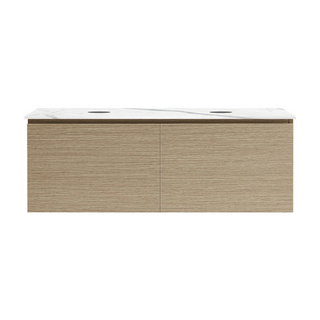 Parisi Rocki + MyTop 1200 Double Bowl Wall Mounted Cabinet with Honed Porcelain Top - Sand Plus - Statuario Porcelain Top - FV-RK-1200D-SP-STH