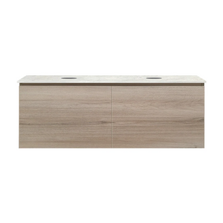 Parisi Rocki + MyTop 1200 Double Bowl Wall Mounted Cabinet with Honed Porcelain Top - Steel Oak - Carrara Porcelain Top - FV-RK-1200D-ST-CAH