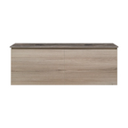 Parisi Rocki + MyTop 1200 Double Bowl Wall Mounted Cabinet with Honed Porcelain Top - Steel Oak - Ombra di Caravaggio Porcelain Top - FV-RK-1200D-ST-OCP