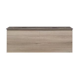 Parisi Rocki + MyTop 1200 Double Bowl Wall Mounted Cabinet with Honed Porcelain Top - Steel Oak - Ombra di Caravaggio Porcelain Top - FV-RK-1200D-ST-OCP