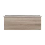 Parisi Rocki + MyTop 1200 Double Bowl Wall Mounted Cabinet with Honed Porcelain Top - Steel Oak - Portland Hood Porcelain Top - FV-RK-1200D-ST-PHH