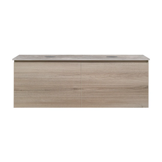 Parisi Rocki + MyTop 1200 Double Bowl Wall Mounted Cabinet with Honed Porcelain Top - Steel Oak - Portland Hood Porcelain Top - FV-RK-1200D-ST-PHH