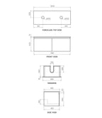 Parisi Rocki + MyTop 1200 Double Bowl Wall Mounted Cabinet with Honed Porcelain Top - Steel Oak - Portland Hood Porcelain Top - FV-RK-1200D-ST-PHH