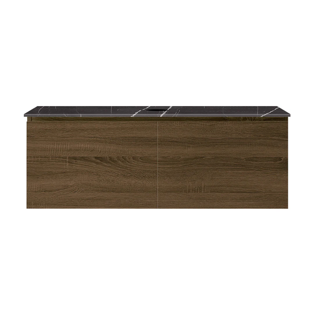Parisi Rocki + MyTop 1200 Wall Mounted Cabinet with Honed Porcelain Top - Moka - Sahara Noir Porcelain Top - FV-RK-1200S-MK-SAH