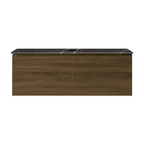 Parisi Rocki + MyTop 1200 Wall Mounted Cabinet with Honed Porcelain Top - Moka - Sahara Noir Porcelain Top - FV-RK-1200S-MK-SAH