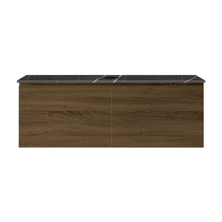 Parisi Rocki + MyTop 1200 Wall Mounted Cabinet with Honed Porcelain Top - Moka - Sahara Noir Porcelain Top - FV-RK-1200S-MK-SAH