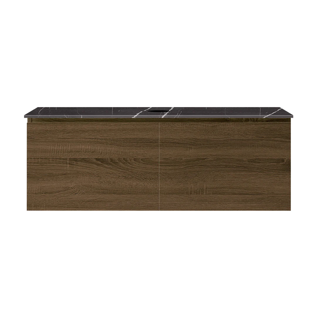 Parisi Rocki + MyTop 1200 Wall Mounted Cabinet with Honed Porcelain Top - Moka - Sahara Noir Porcelain Top - FV-RK-1200S-MK-SAH