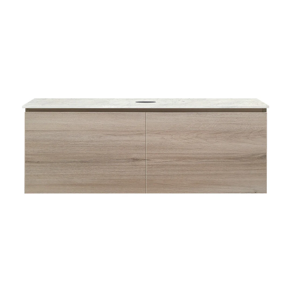 Parisi Rocki + MyTop 1200 Wall Mounted Cabinet with Honed Porcelain Top - Steel Oak - Carrara Porcelain Top - FV-RK-1200S-ST-CAH