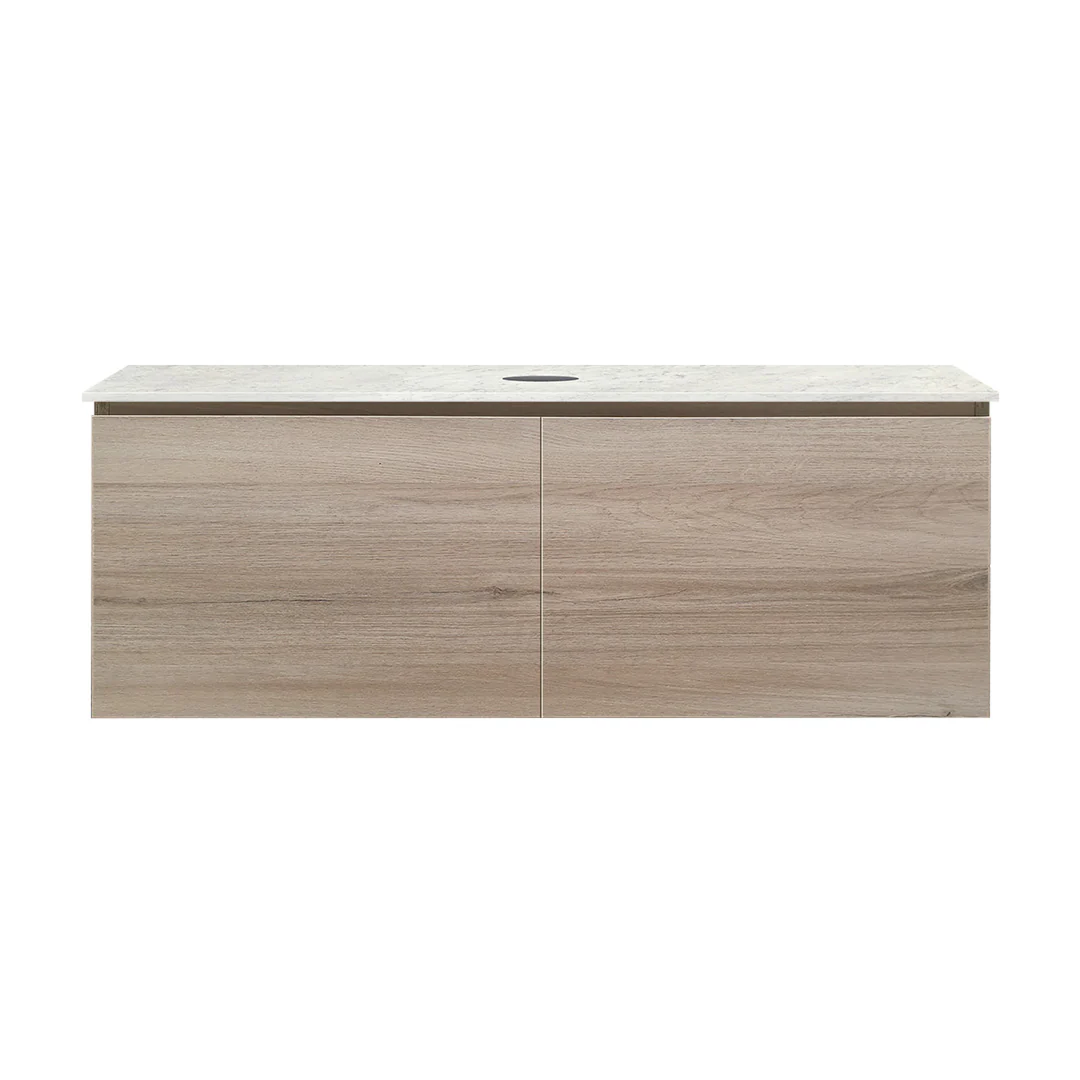 Parisi Rocki + MyTop 1200 Wall Mounted Cabinet with Honed Porcelain Top - Steel Oak - Carrara Porcelain Top - FV-RK-1200S-ST-CAH