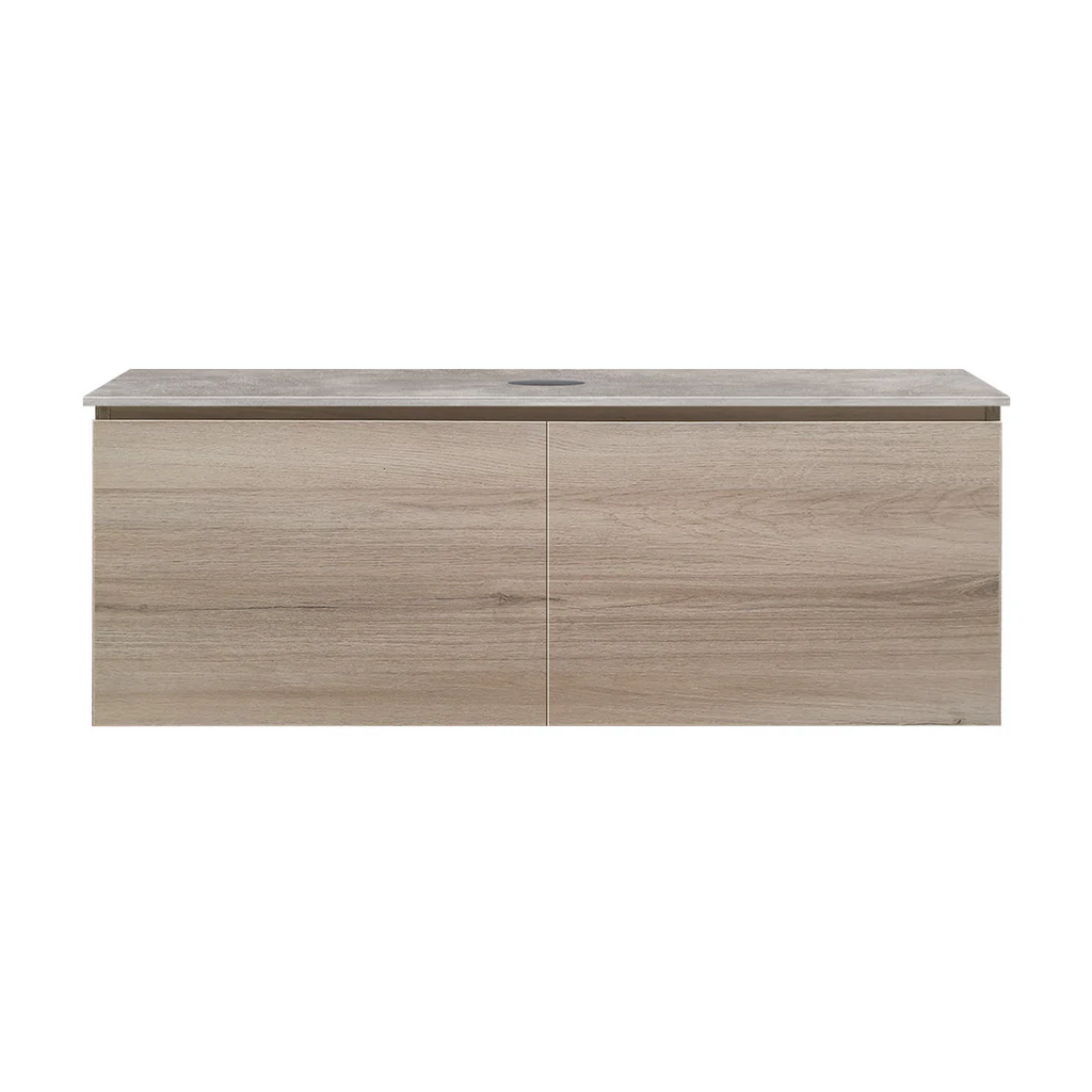 Parisi Rocki + MyTop 1200 Wall Mounted Cabinet with Honed Porcelain Top - Steel Oak - Portland Hood Porcelain Top - FV-RK-1200S-ST-PHH
