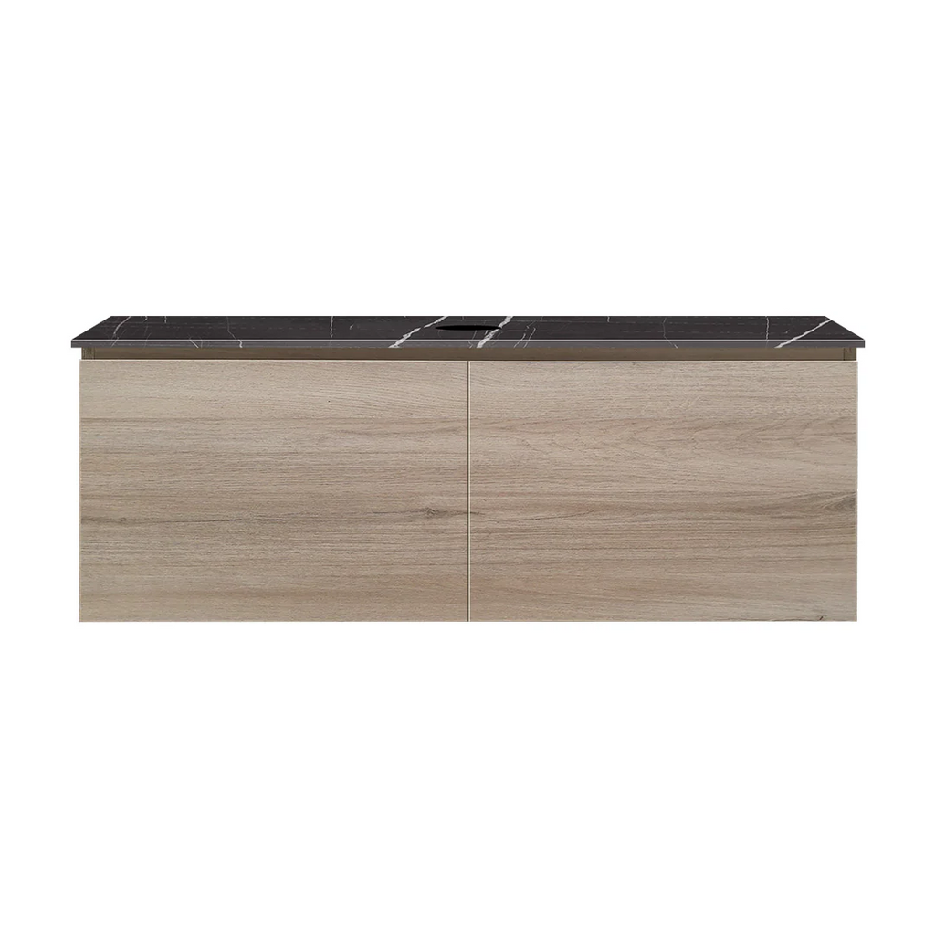 Parisi Rocki + MyTop 1200 Wall Mounted Cabinet with Honed Porcelain Top - Steel Oak - Sahara Noir Porcelain Top - FV-RK-1200S-ST-SAH