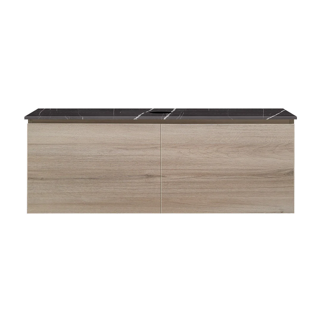 Parisi Rocki + MyTop 1200 Wall Mounted Cabinet with Honed Porcelain Top - Steel Oak - Sahara Noir Porcelain Top - FV-RK-1200S-ST-SAH