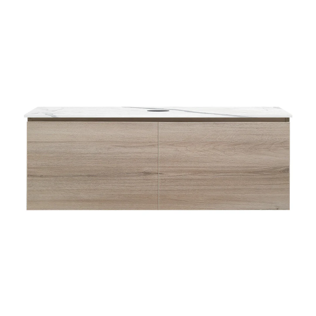 Parisi Rocki + MyTop 1200 Wall Mounted Cabinet with Honed Porcelain Top - Steel Oak - Statuario Porcelain Top - FV-RK-1200S-ST-STH