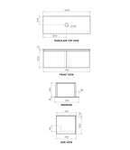 Parisi Rocki + MyTop 1200 Wall Mounted Steel Oak Cabinet with Sahara Honed Porcelain Top - FV-RK-1200S-ST-SAH Clearance