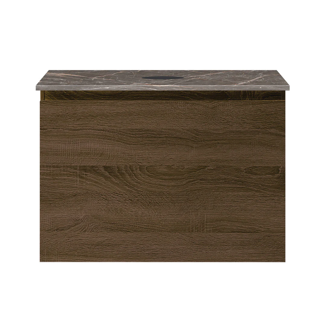 Parisi Rocki + MyTop 600 Wall Mounted Cabinet with Honed Porcelain Top - Moka - Ombra di Caravaggio Porcelain Top - FV-RK-600-MK-OCP