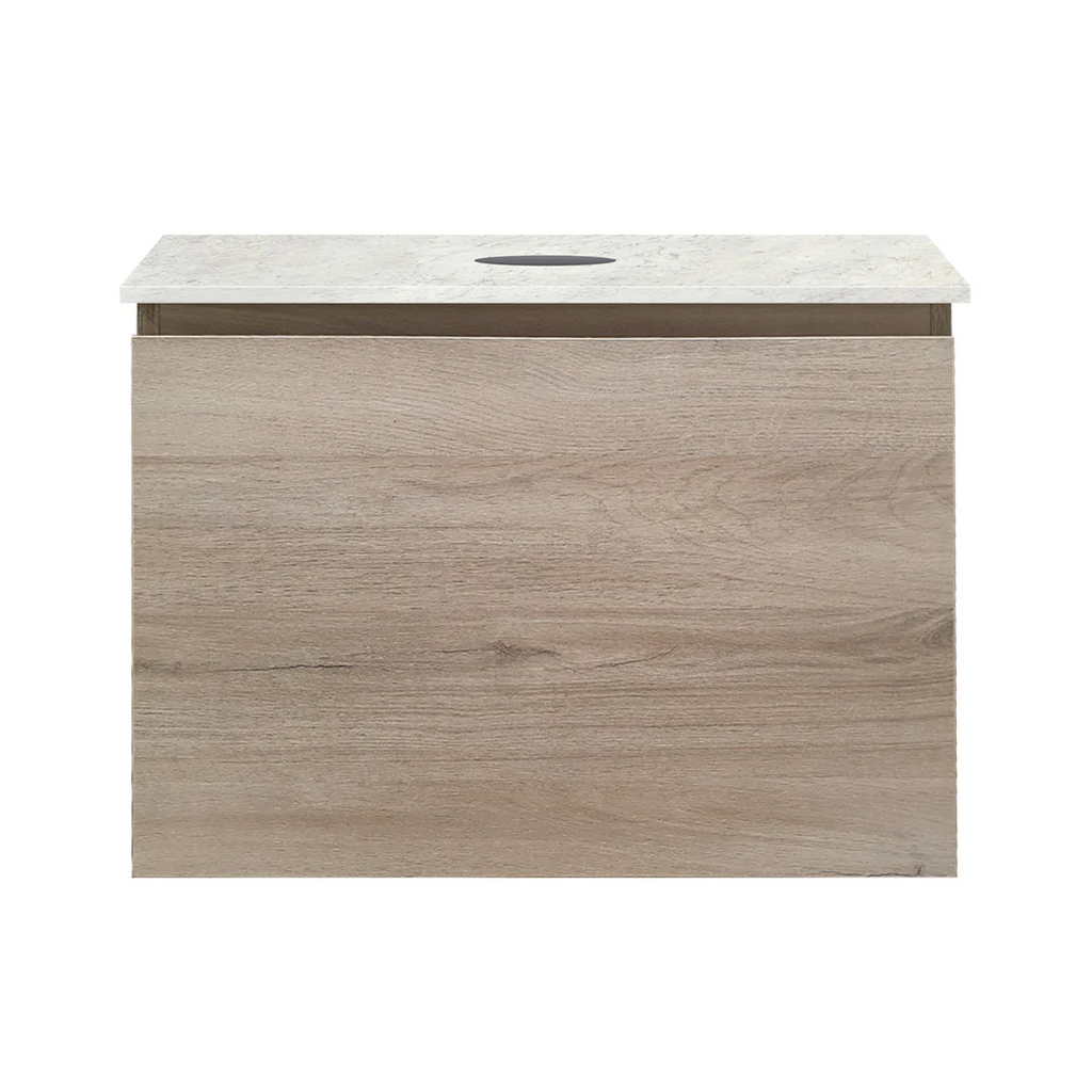 Parisi Rocki + MyTop 600 Wall Mounted Cabinet with Honed Porcelain Top - Steel Oak - Carrara Porcelain Top - FV-RK-600-ST-CAH