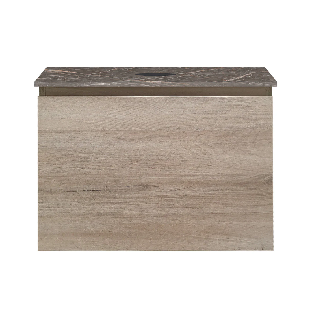 Parisi Rocki + MyTop 600 Wall Mounted Cabinet with Honed Porcelain Top - Steel Oak - Ombra di Caravaggio Porcelain Top - FV-RK-600-ST-OCP