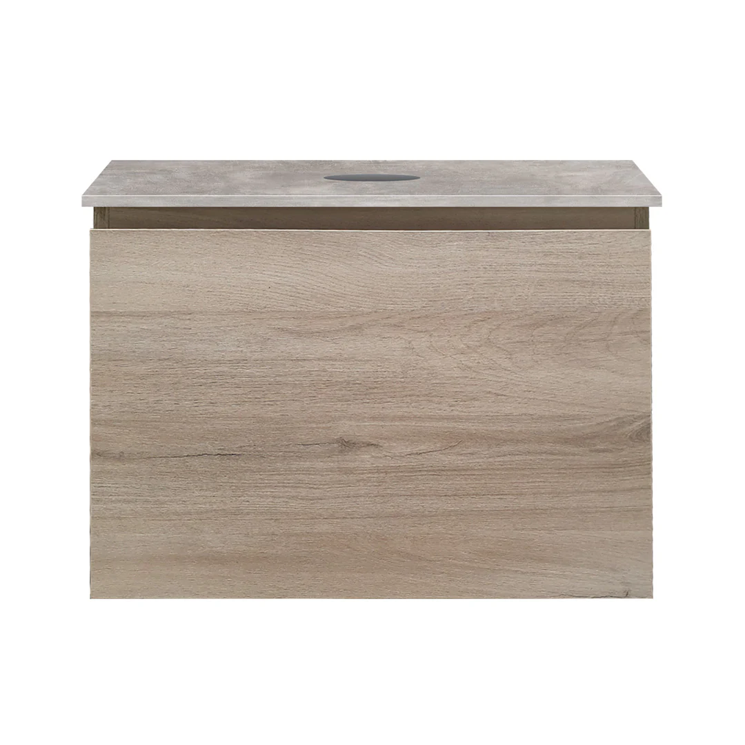 Parisi Rocki + MyTop 600 Wall Mounted Cabinet with Honed Porcelain Top - Steel Oak - Sahara Noir Porcelain Top - FV-RK-600-ST-SAH