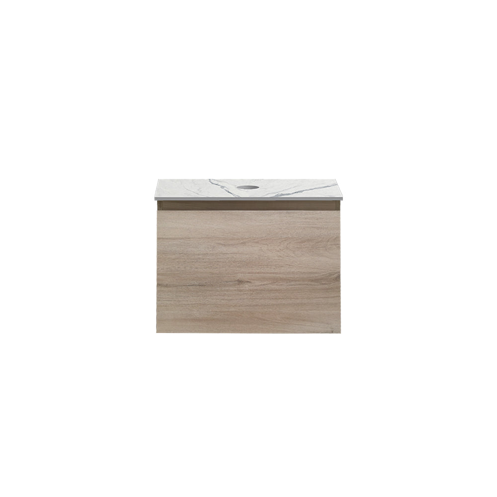 Parisi Rocki + MyTop 600 Wall Mounted Cabinet with Honed Porcelain Top - Steel Oak - Portland Hood Porcelain Top - FV-RK-600-ST-PHH
