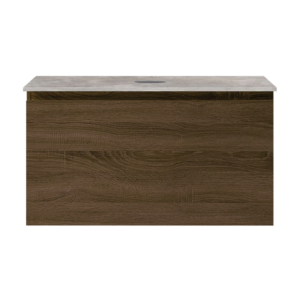 Parisi Rocki + MyTop 800 Wall Mounted Cabinet with Honed Porcelain Top - Moka - Portland Hood Porcelain Top - FV-RK-800-MK-PHH