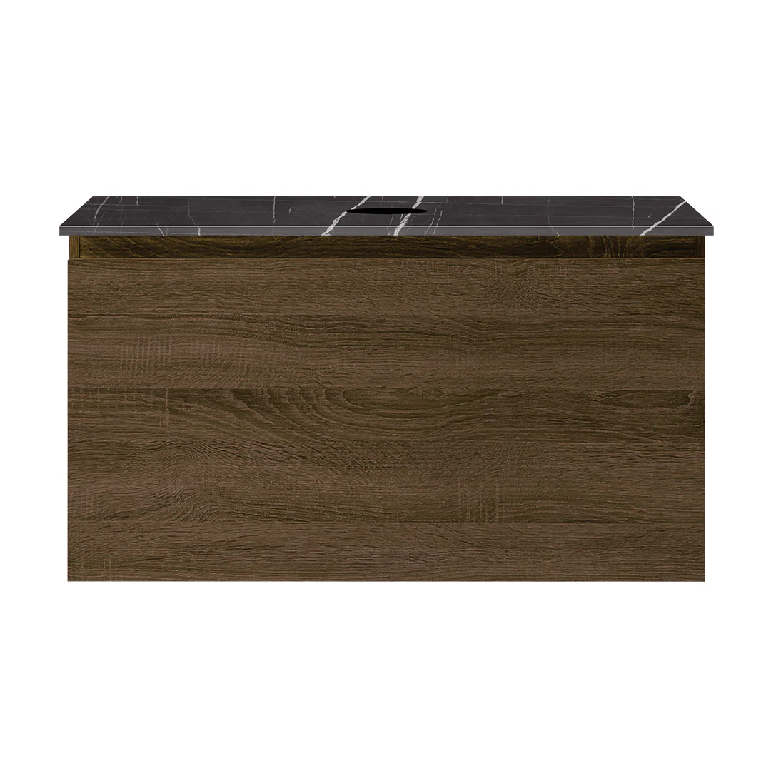 Parisi Rocki + MyTop 800 Wall Mounted Cabinet with Honed Porcelain Top - Moka - Sahara Noir Porcelain Top - FV-RK-800-MK-SAH