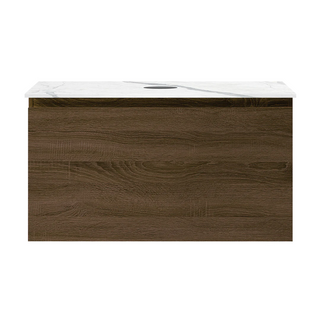 Parisi Rocki + MyTop 800 Wall Mounted Cabinet with Honed Porcelain Top - Moka - Statuario Porcelain Top - FV-RK-800-MK-STH