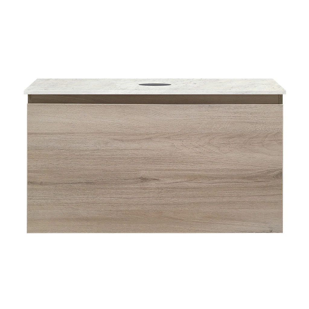 Parisi Rocki + MyTop 800 Wall Mounted Cabinet with Honed Porcelain Top - Steel Oak - Carrara Porcelain Top - FV-RK-800-ST-CAH