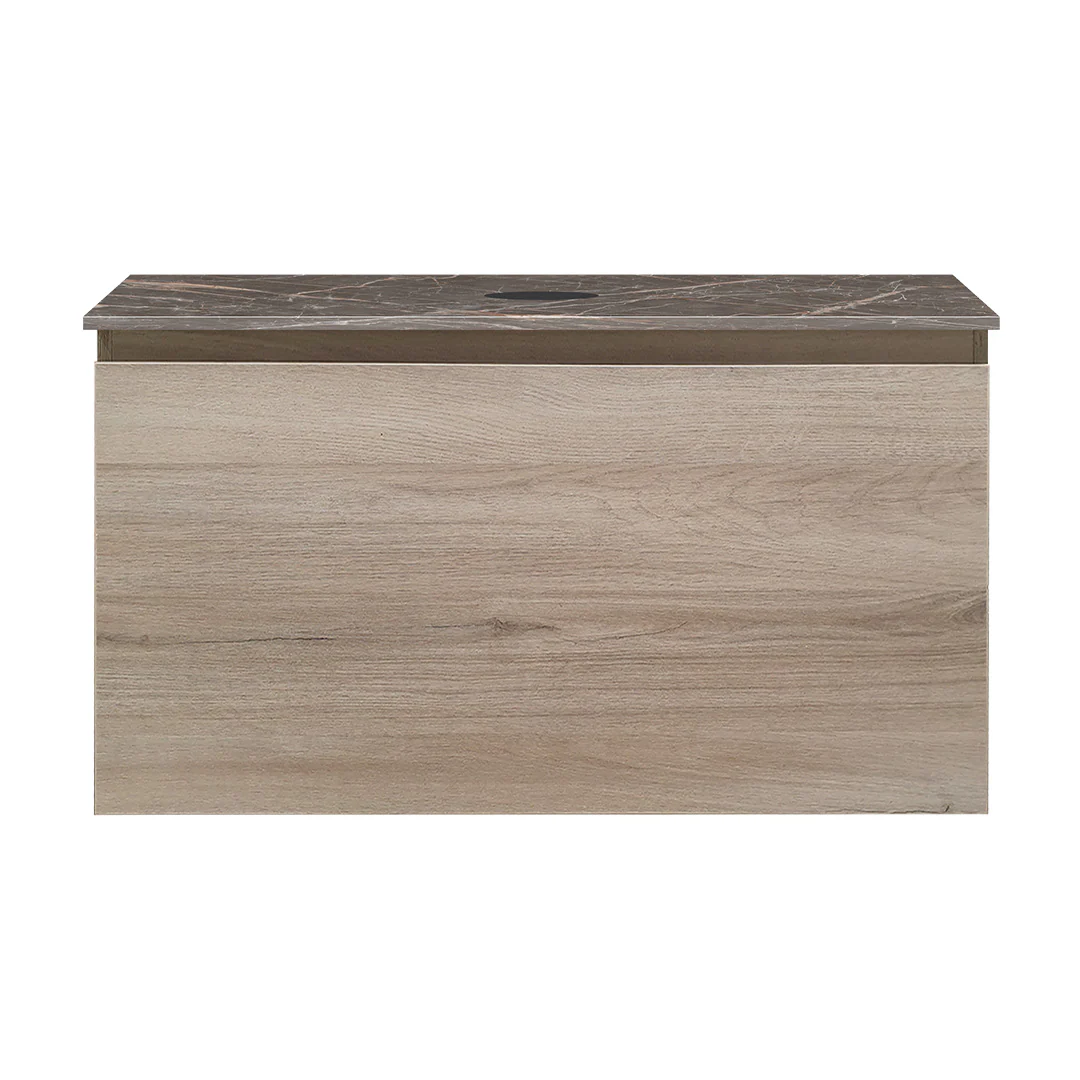 Parisi Rocki + MyTop 800 Wall Mounted Cabinet with Honed Porcelain Top - Steel Oak - Ombra di Caravaggio Porcelain Top - FV-RK-800-ST-OCP