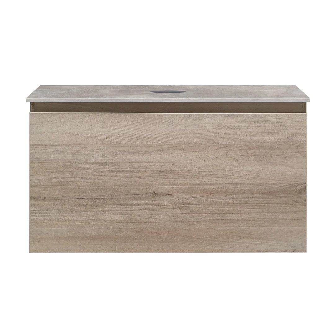 Parisi Rocki + MyTop 800 Wall Mounted Cabinet with Honed Porcelain Top - Steel Oak - Portland Hood Porcelain Top - FV-RK-800-ST-PHH