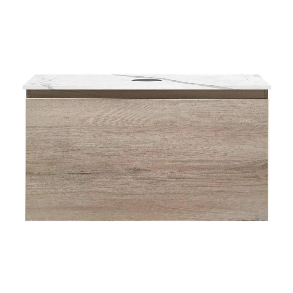 Parisi Rocki + MyTop 800 Wall Mounted Cabinet with Honed Porcelain Top - Steel Oak - Statuario Porcelain Top - FV-RK-800-ST-STH