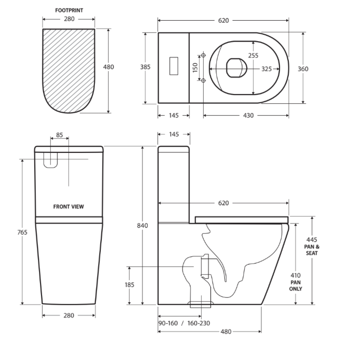 Fienza Isabella BTW Toilet Suite Geberit Cistern S-Trap - Bottom Inlet - K014GEA