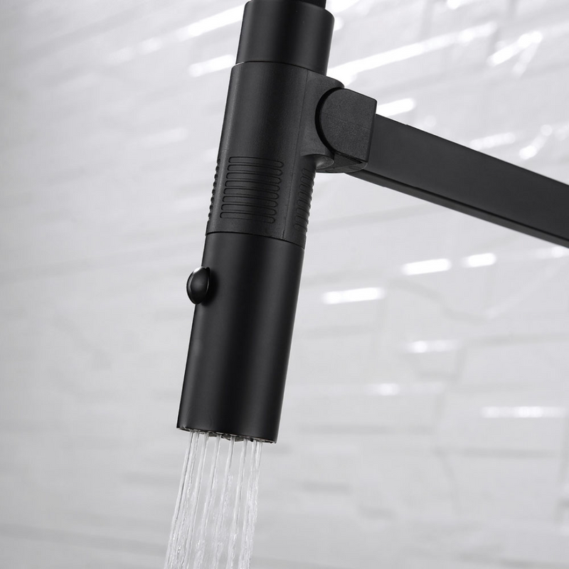 Fienza Kaya Pull-Down Sink Mixer - Matte Black & White