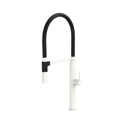 Fienza Kaya Pull-Down Sink Mixer - Matte Black & White