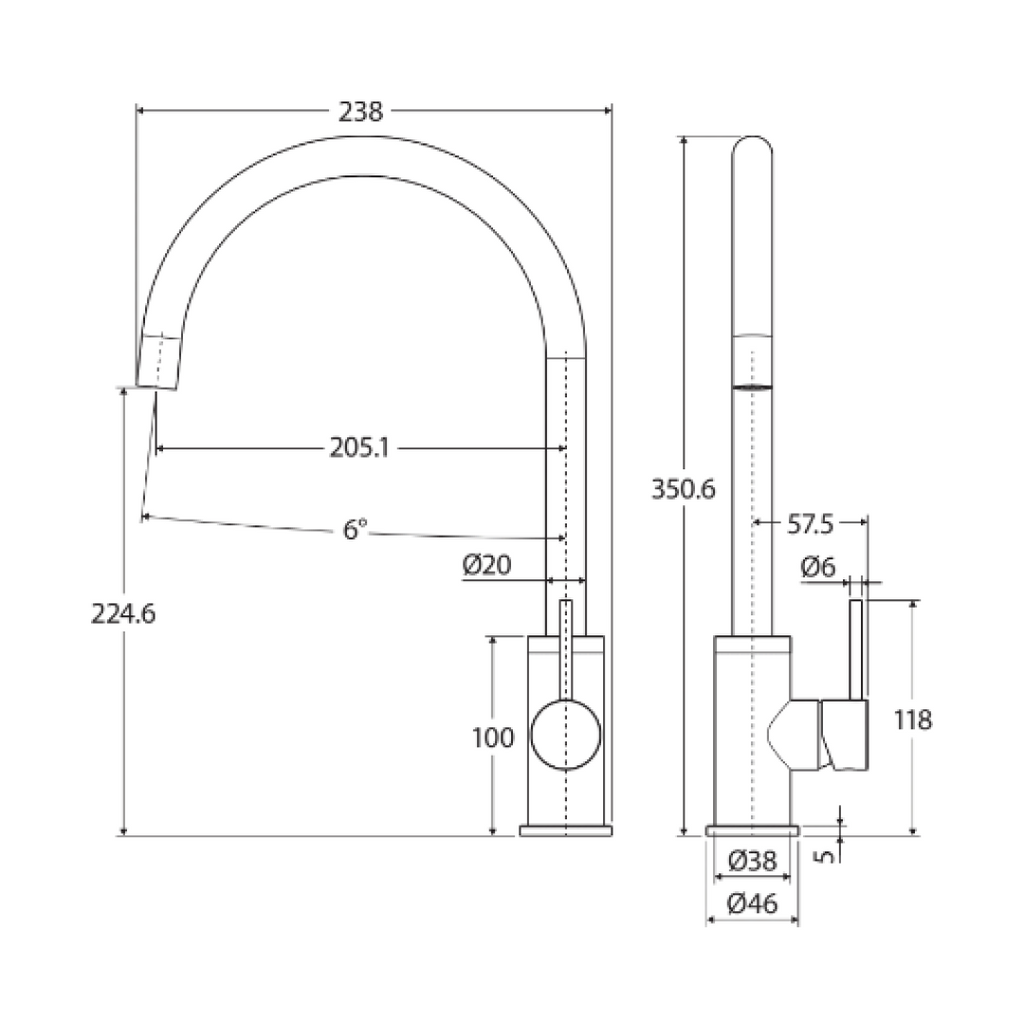 Fienza Kaya Sink Mixer - Matte White - 228105MW