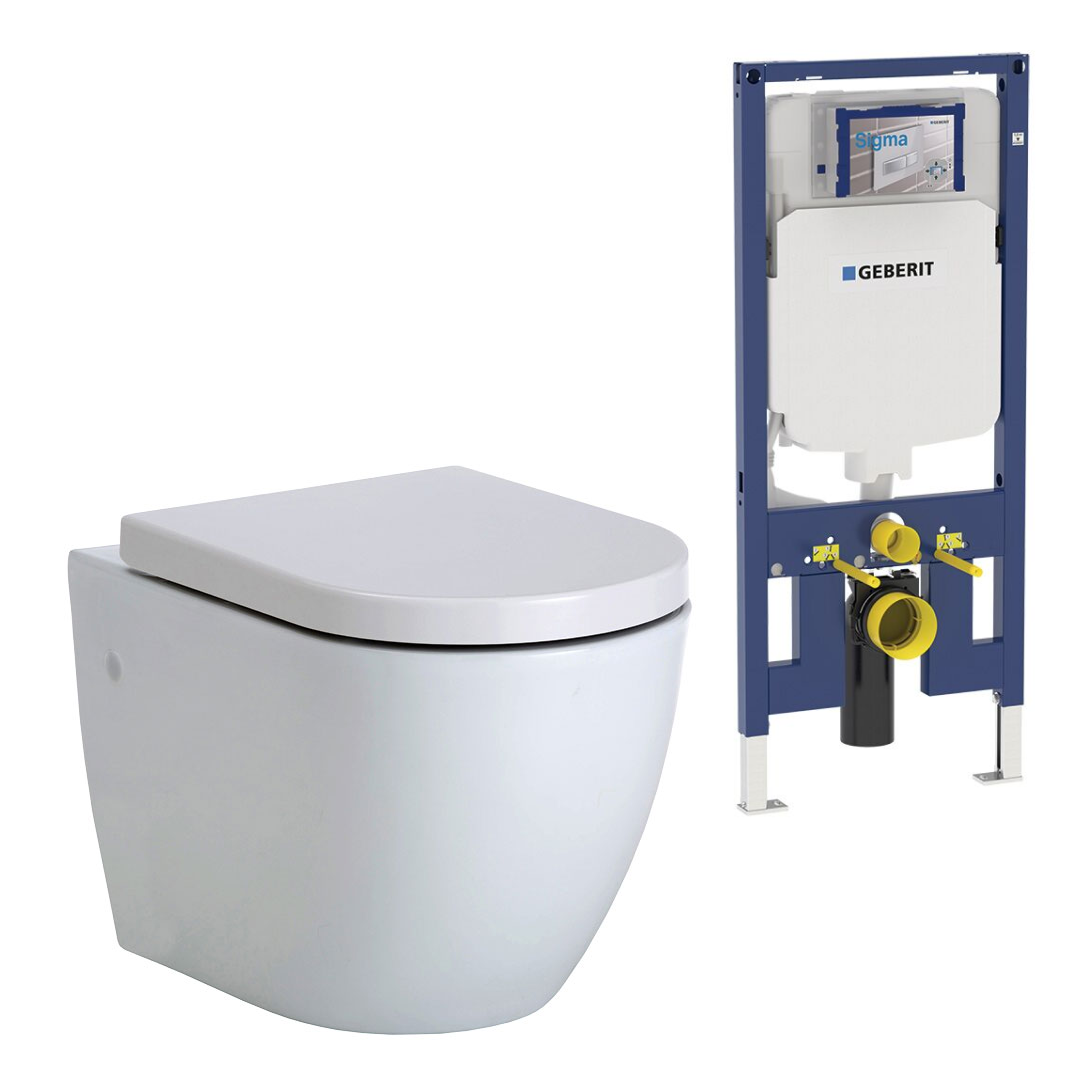 Fienza Koko Wall Hung Toilet & Geberit Cistern - No Flush Button - K2376W-GE