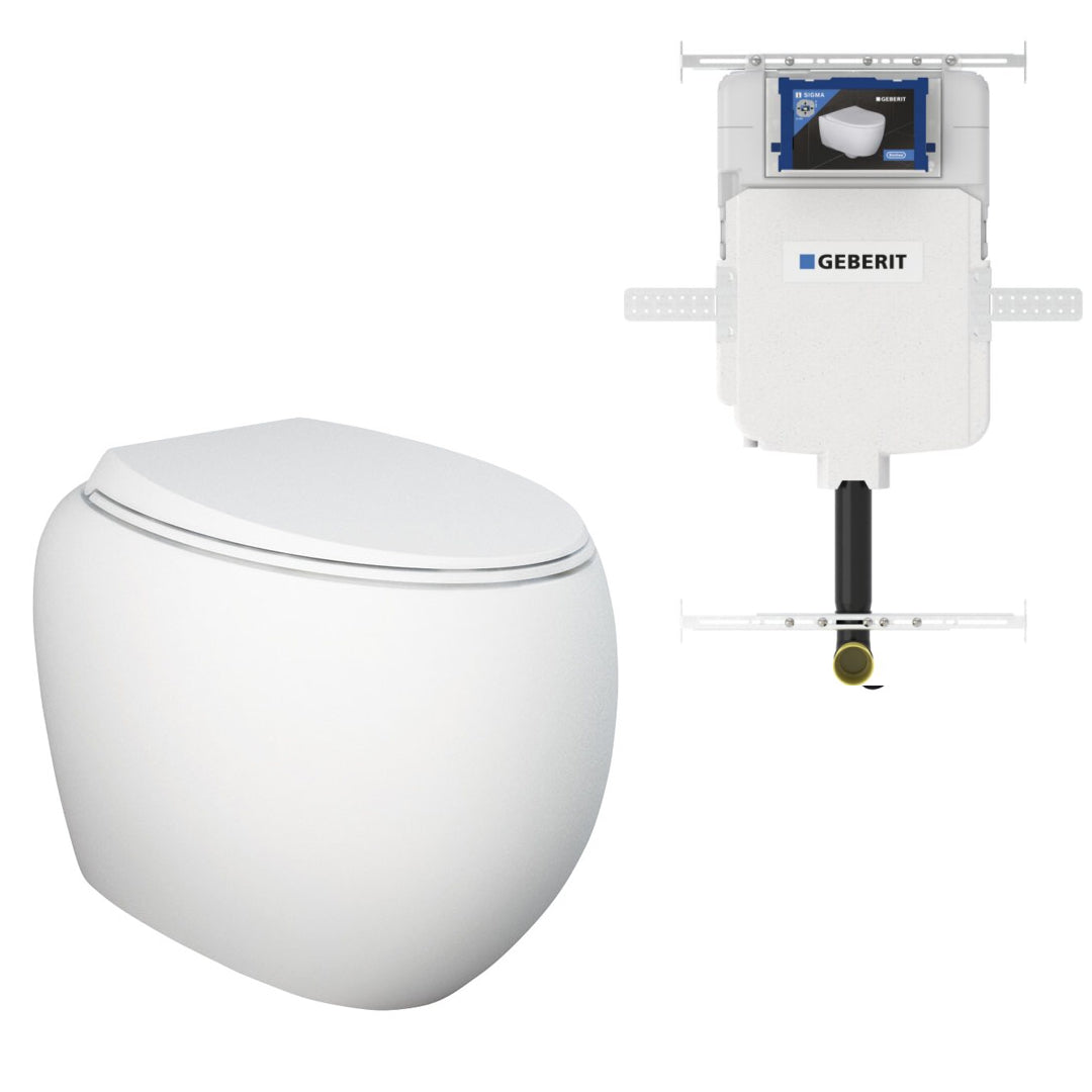 Fienza Rak Cloud Wall Faced P-Trap Toilet Suite - Geberit Sigma Cistern - 897550MW