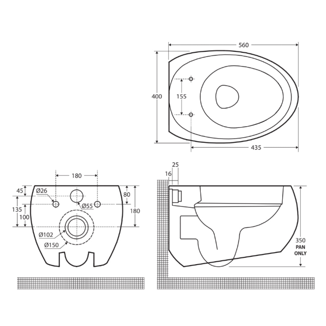 Fienza Rak Cloud Wall Hung Toilet Suite - Geberit Kappa Cistern - 757650MW