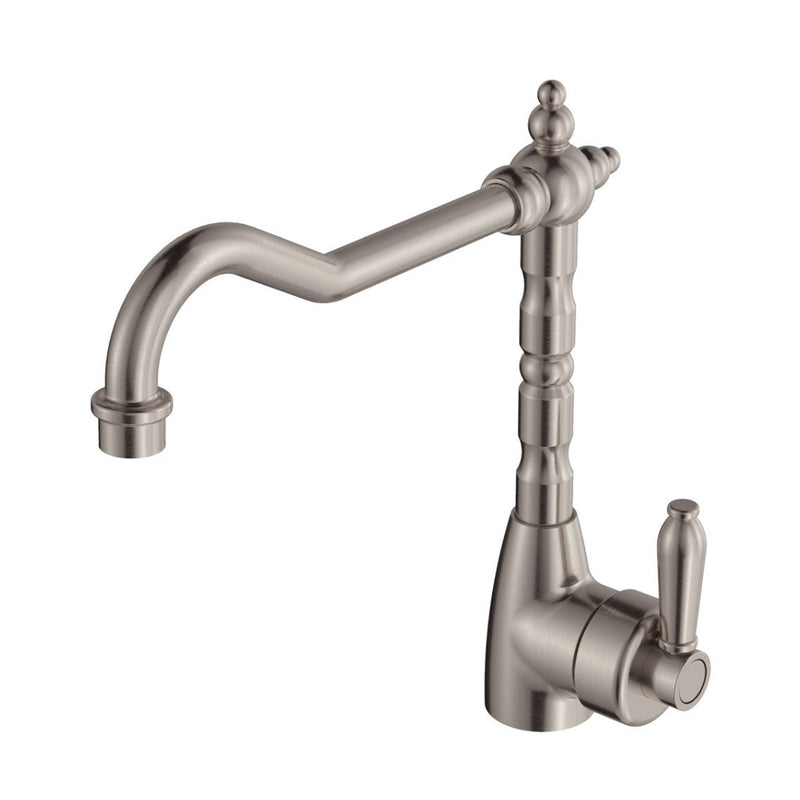 Fienza Eleanor Shepherds Crook Sink Mixer - Brushed Nickel