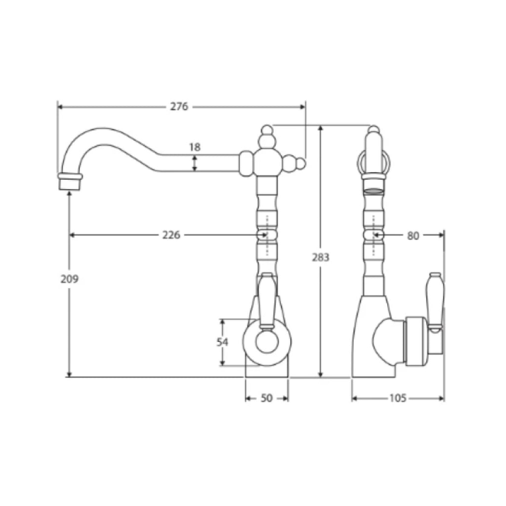 Fienza Eleanor Shepherds Crook Sink Mixer - Matte Black - 202105BL