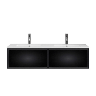 Parisi Float 1200mm Wall Hung Vanity with Ceramic Double Bowl Top - Matte Black - 1 Centre Taphole - FT-1201D-MB