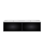 Parisi Float 1200mm Wall Hung Vanity with Ceramic Double Bowl Top Matte Black - No Tapholes - FT-1200D-MB