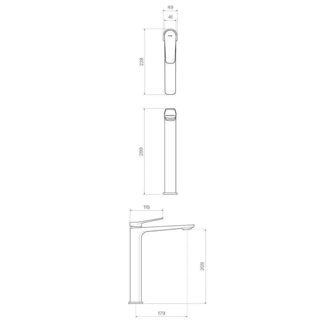 Parisi Float High Rise Basin Mixer - Brushed Brass - FL.01-1HH.46