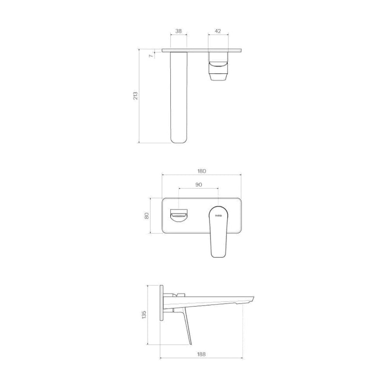 Parisi Float 180mm Wall Mixer Set - Brushed Nickel