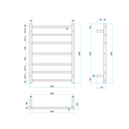 Thermorail 12V Round 600 Ladder Heated Towel Rail - SRB4412 Brushed Stainless Steel