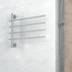 Thermorail 240V Straight 600 Square Swivel Heated Towel Rail - SV35 Polished Stainless Steel